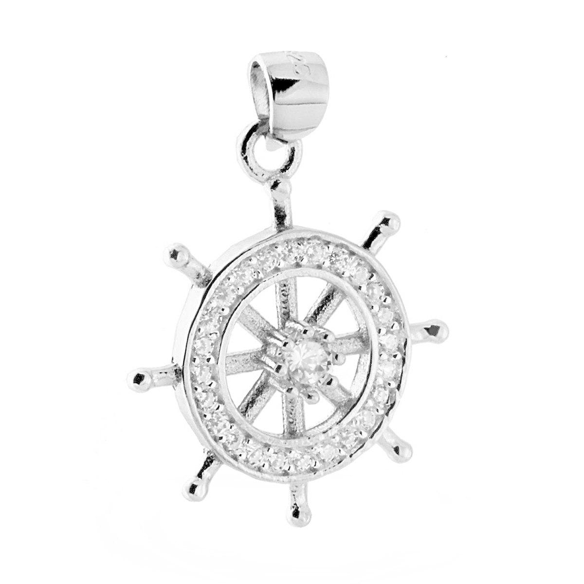 Ciondolo Timone con Zirconi Bianchi in ARGENTO 925 Galvanica Rodio