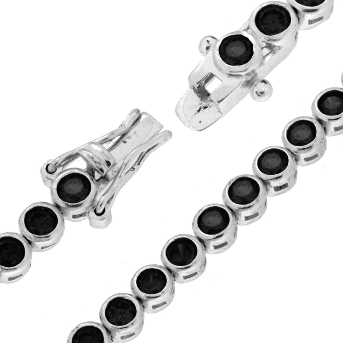 Bracciale Tennis Cipollina cm 21 con Zirconi mm 3 Nero in ARGENTO 925 Galvanica Rodio