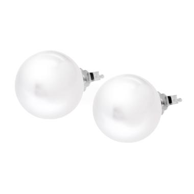 Orecchini Perla Parigi mm 14 colore Bianco in ARGENTO 925 Galvanica Rodio