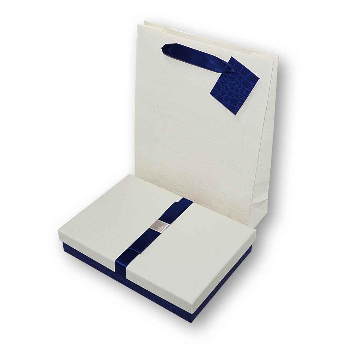 Astuccio Gioielli Per Collana Cm 13 X 18 Colore Bianco E Blu