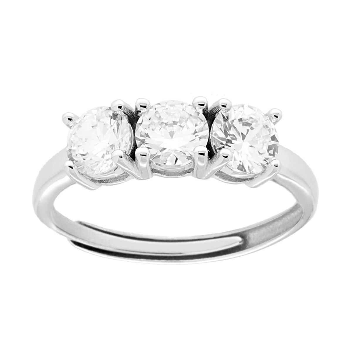 Anello Trilogy con Cubic Zirconia Bianco mm 5 in ARGENTO 925 Galvanica Rodio