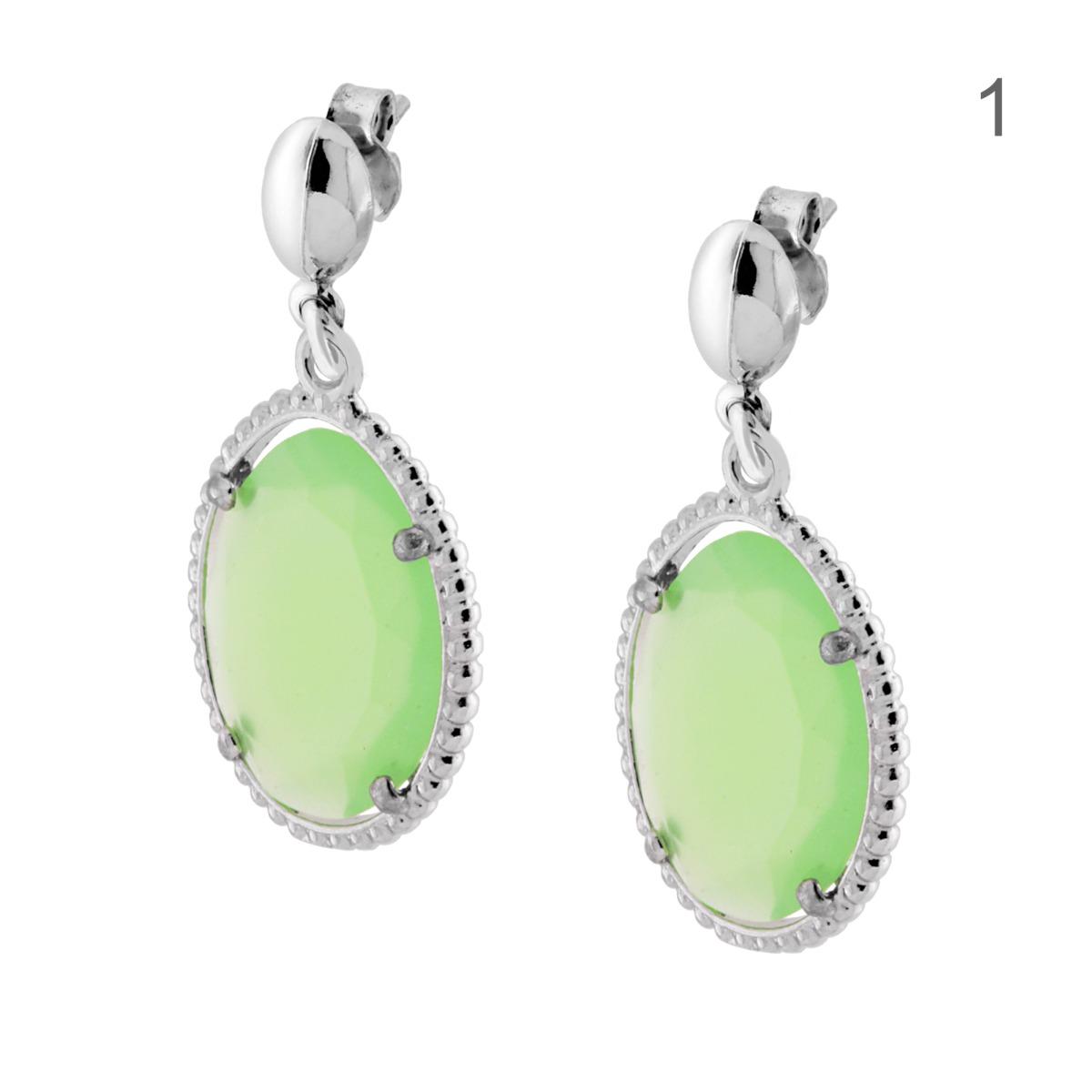 Orecchini con Pietra Goccia Azzurro o Verde pendente in ARGENTO 925 Galvanica Rodio