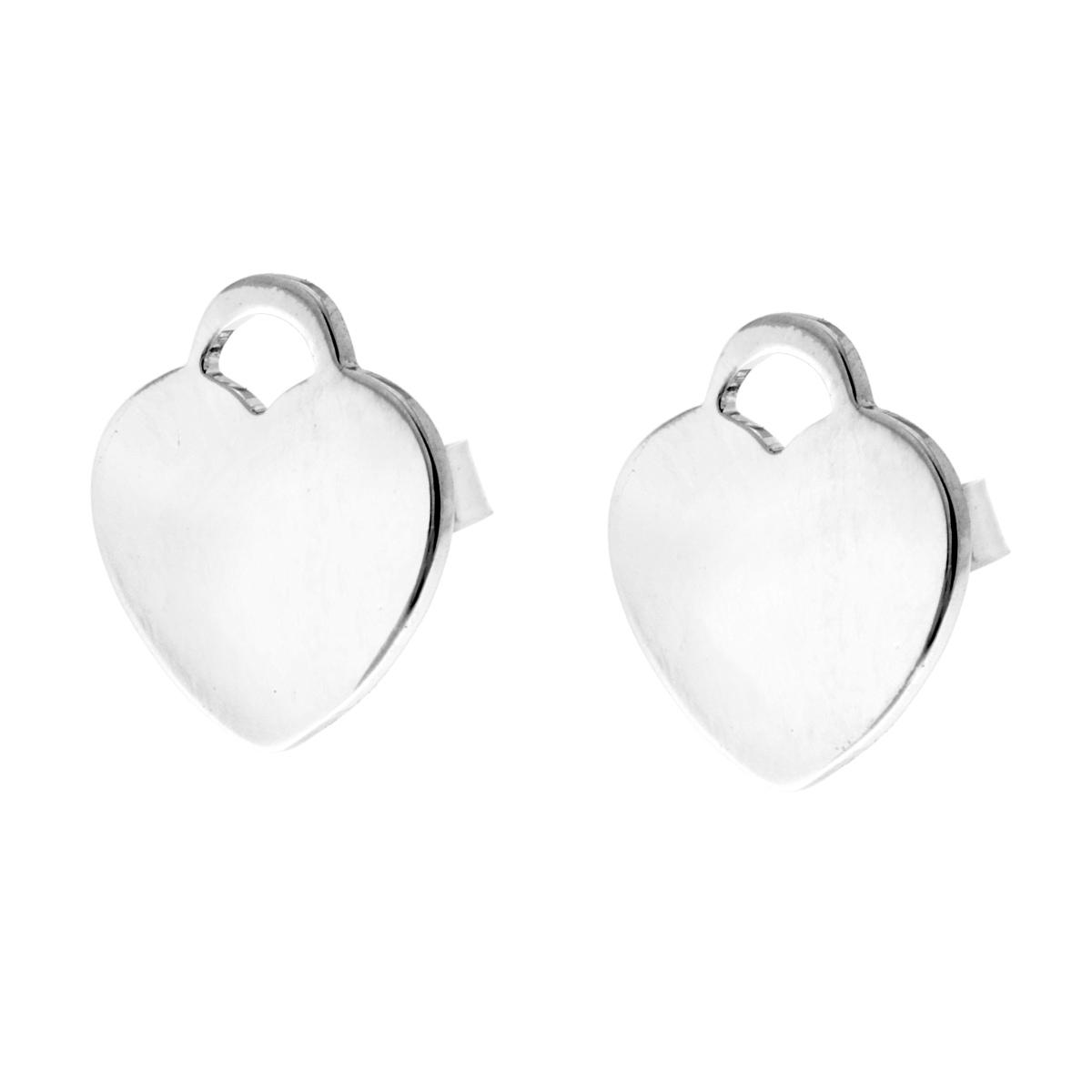 Orecchini a Cuore con Lucchetto Liscio e Lucido in ARGENTO 925 Galvanica Rodio