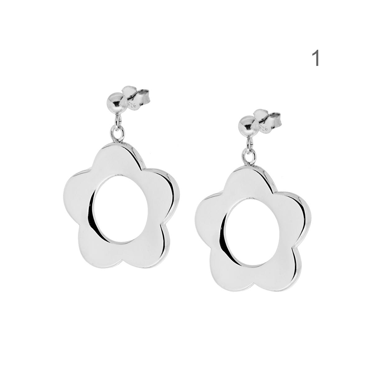 Orecchini con Pendente a forma di Fiore in ARGENTO 925 Galvanica Rodio o Oro