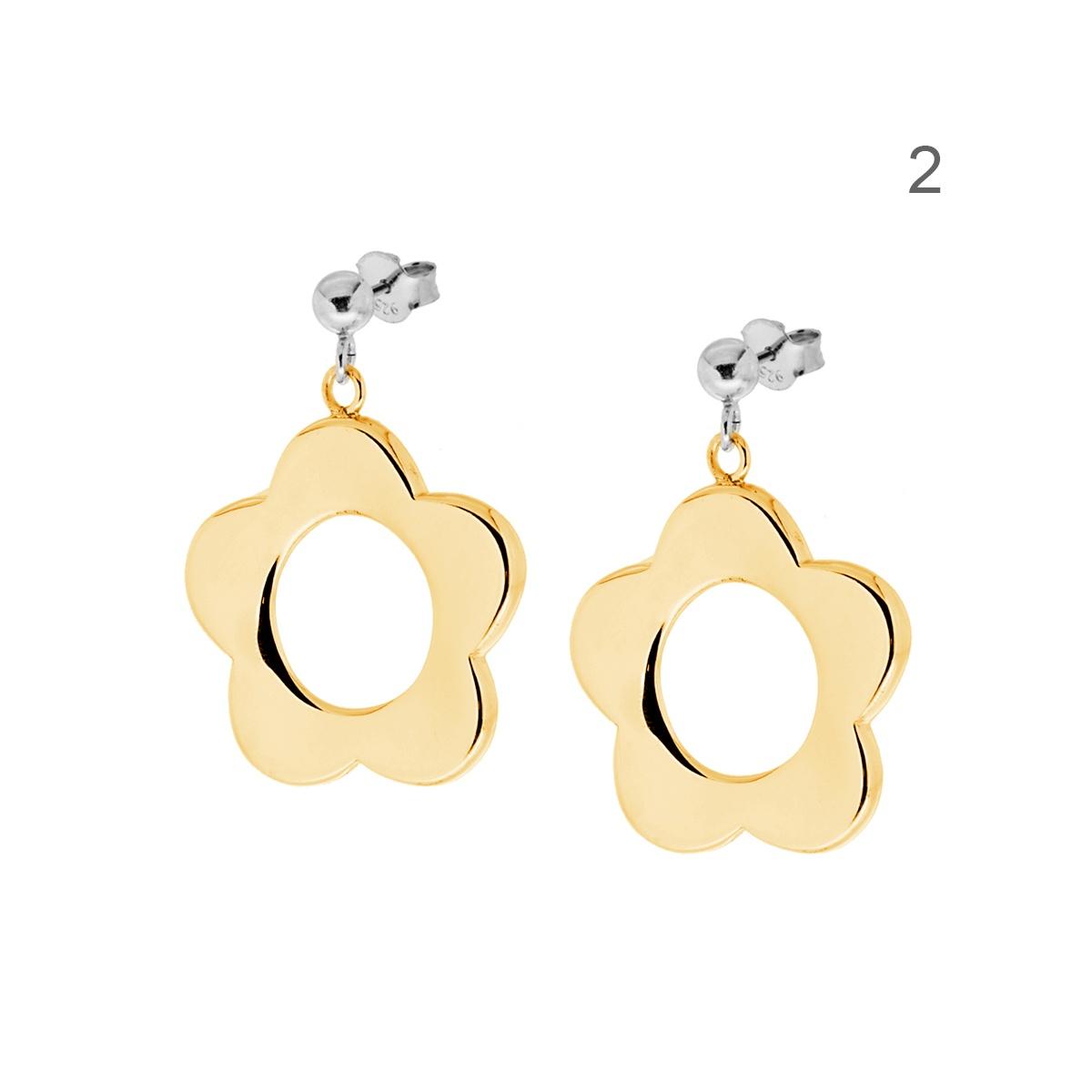 Orecchini con Pendente a forma di Fiore in ARGENTO 925 Galvanica Rodio o Oro